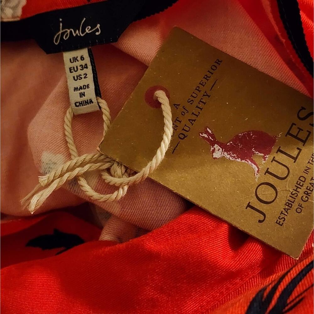 Joules Alison Floral Print A-Line Dress‎ Red Size 2 new@!! - Picture 12 of 14